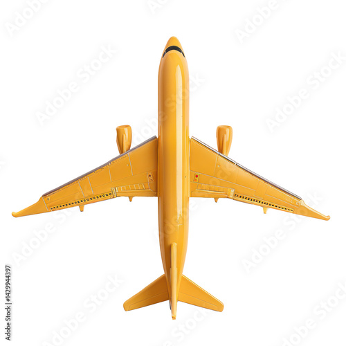toy airplane summer concept top view isolate on transparent background