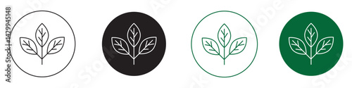 Leafs icon set. Green Eco Tea symbol, Vegan vector icon set.