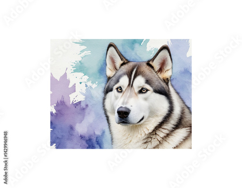 Alaskan Husky watercolor painting vector image
