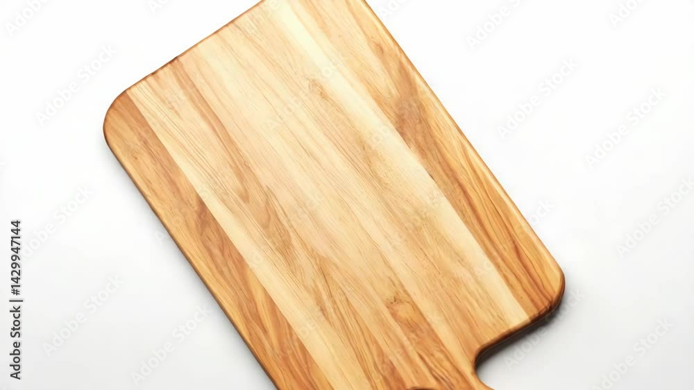 Wooden cutting board on a white background