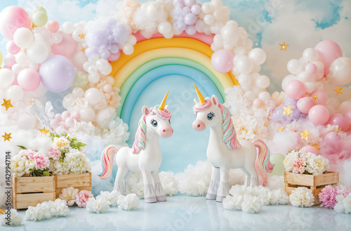 Enchanted Unicorn Smash the Cake Backdrop for First Birthday Photography