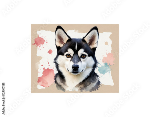 Alaskan Klee Kai watercolor painting vector image
