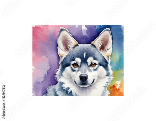 Alaskan Klee Kai watercolor painting vector image
