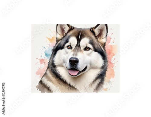 Alaskan Malamute watercolor painting vector image

