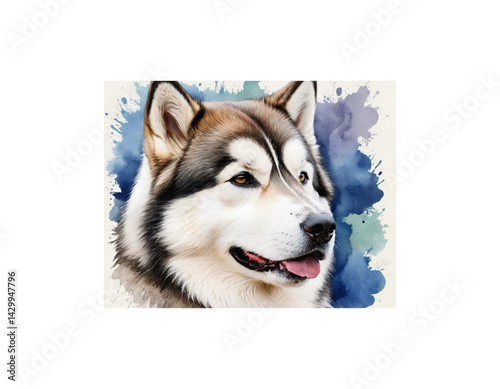 Alaskan Malamute watercolor painting vector image
