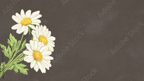 Delicate White Daisies on Dark Background for Floral Design