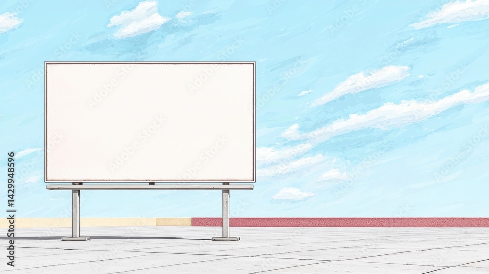 Obraz premium Blank Billboard against Blue Sky and Clouds with Urban Setting