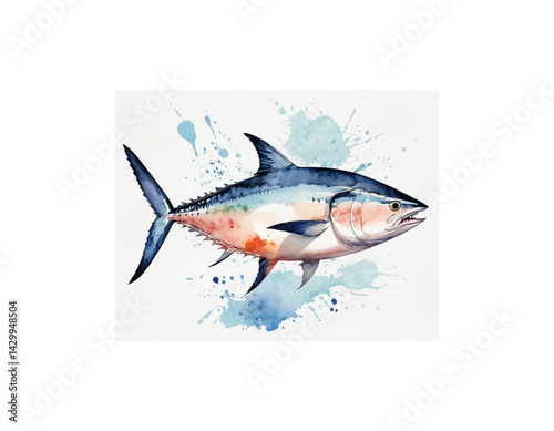 Albacore Tuna watercolor painting vector image
