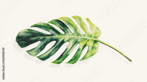 Monstera Leaf Isolated on Light Background for Nature and Design Use