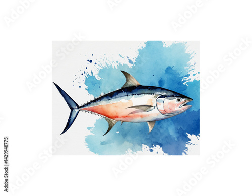 Albacore Tuna watercolor painting vector image
