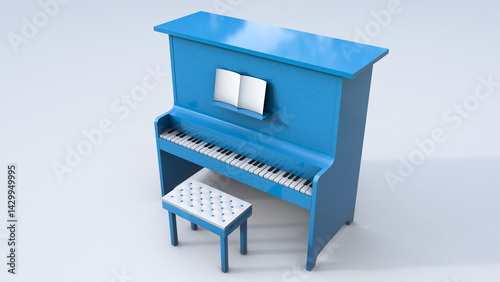 Blue Piano toy 3D render