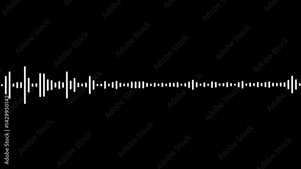 white audio visualizer on black background, sound wave visualization, audio visual, waveform loop, sound equealizer, audio pulse
White audio waveform spectrum animation, audio wave or frequency,
