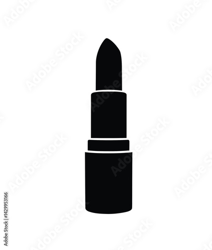 Lipstick silhouette. This image shows a black silhouette of a lipstick, also known as a cosmetic or makeup tool, symbolizing beauty and elegance. Vector clipart illustration design.