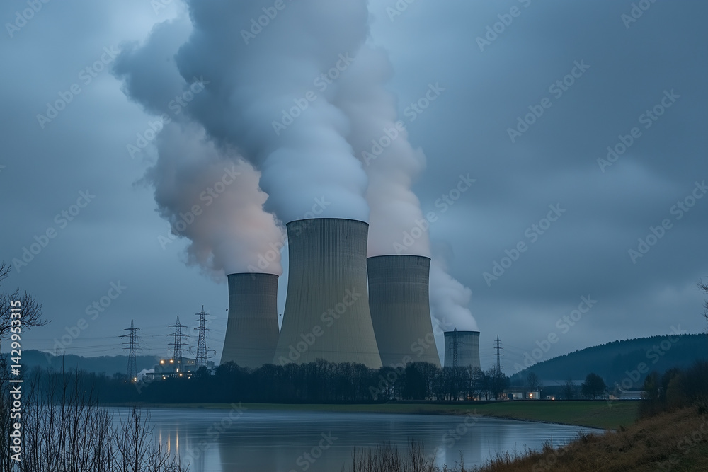 industrial landscape with old fossil fuel power plants industrial landscape with old fossil fuel power plants