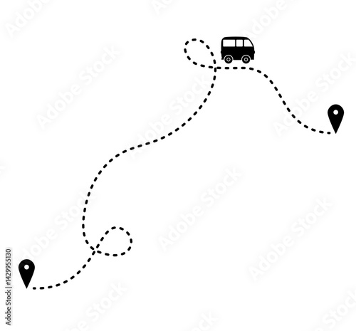 travel route doodle illustration