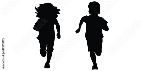 playing children silhouette icon set.
