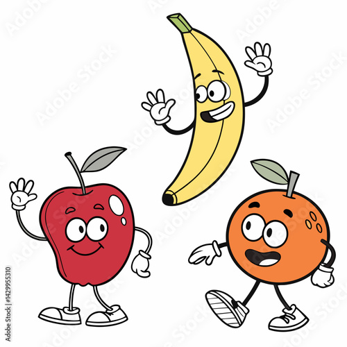 Happy Fruit Family - Vector Set