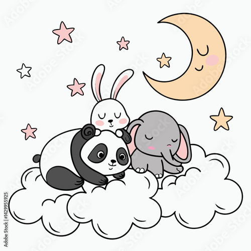 Sleepy Animals on the Clouds