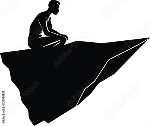 Person Sitting On Cliff Edge Silhouette
