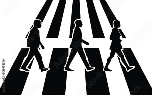 Pedestrians Crossing Street Silhouette