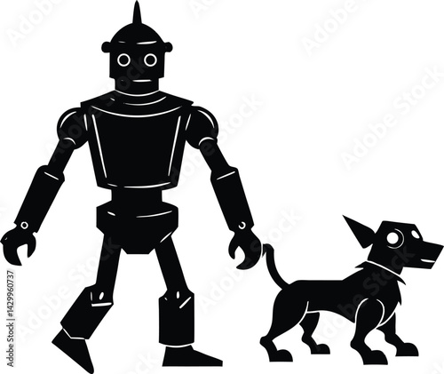 Robot Walking Dog Silhouette