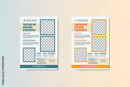 Nonprofit Charity Flyer Template—Editable Fundraising & Volunteer Campaign Design for NGOs and Social Causes.