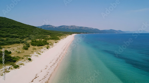 Wallpaper Mural Seaside Serenity: Pristine Beach Vista with Turquoise Waters and Lush Greenery Torontodigital.ca