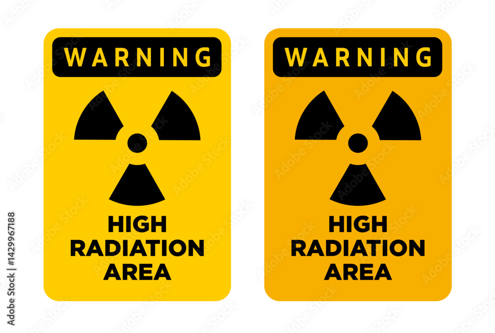 Obraz premium Danger high radiation area keep out signs vector icon design. modern flat and line design