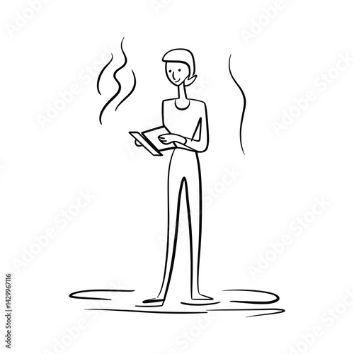 Person Holding Steaming Cup - Hand-drawn Illustration