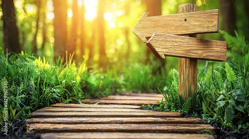 Wallpaper Mural A wooden signpost points the way along a wooded pathway Torontodigital.ca