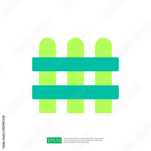 Stylized Icon of a Wooden Fence Representing Farming and Agriculture in a Simplistic Design