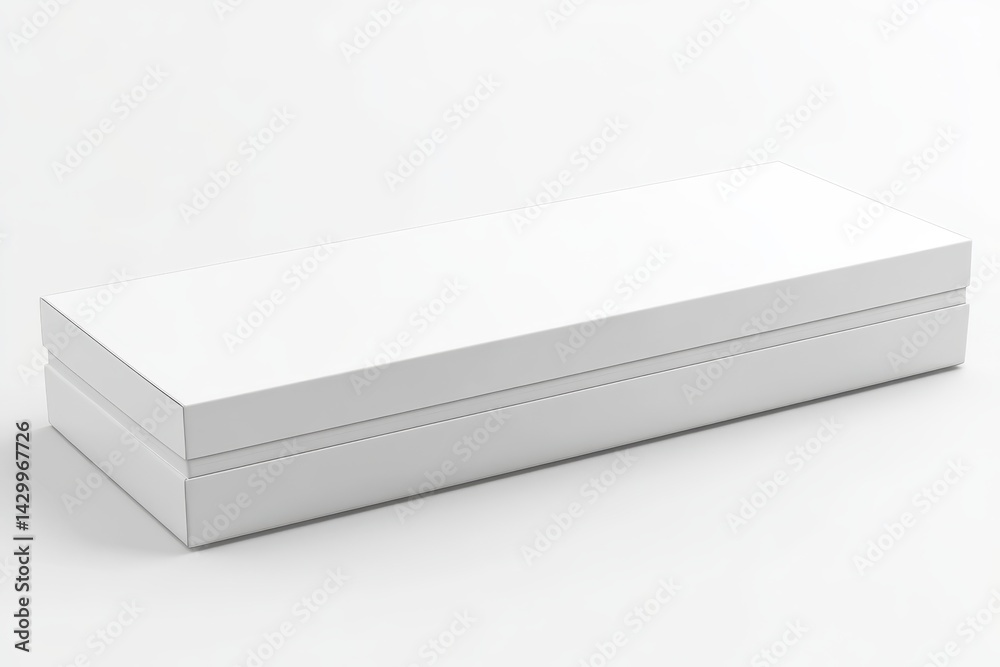 Obraz premium Empty white rectangular box, horizontally oriented, displays a simple, minimalist design.