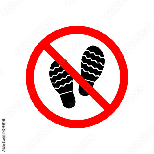 No foot print sign vector icon design. modern flat and line design