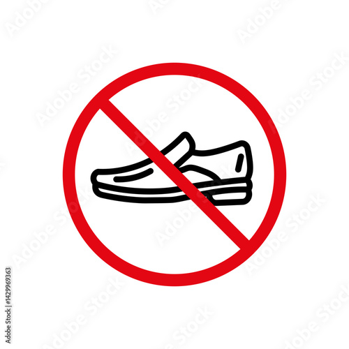 No shoes sign vector icon design. modern flat and line design