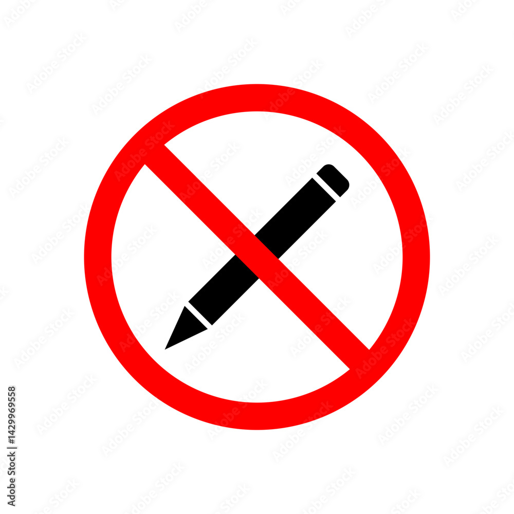 No writing sign vector icon design. modern flat and line design No writing sign vector icon design. modern flat and line design