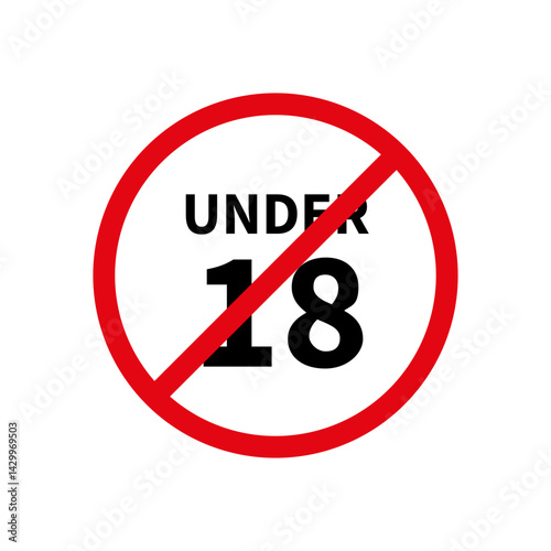 No under eighteen sign vector icon design. modern flat and line design