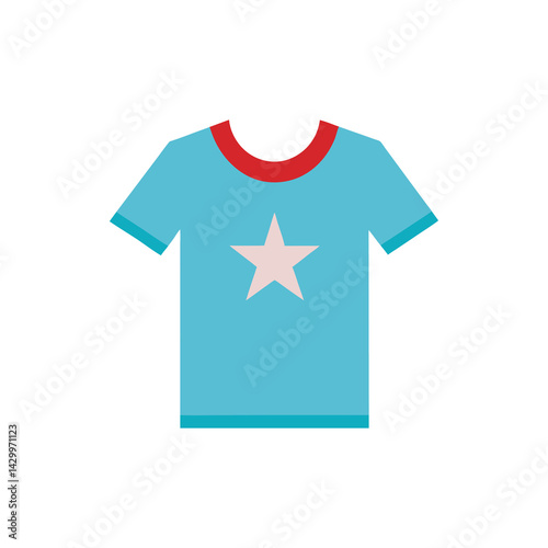 Star Print Casual T-Shirt on Transparent Background