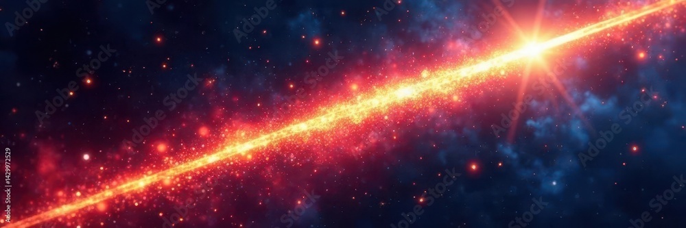 Naklejka premium Fiery meteor trail, cosmic dust against white , bright, solitary, cosmic dust