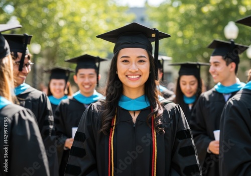 Graduation celebration image of students looking happy