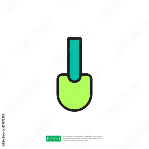 Illustration of a Green Shovel Icon Designed for Farming and Gardening Activities Representing Agricultural Tools and Outdoor Work
