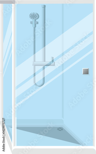 Shower glass cabin with doors isolated vector illustration