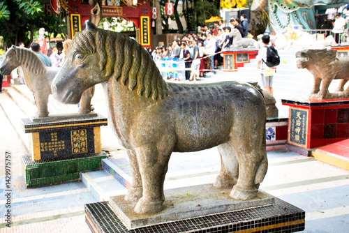 Photography Chinese and travelers people visit and respect pray chinese god and angel in Tin