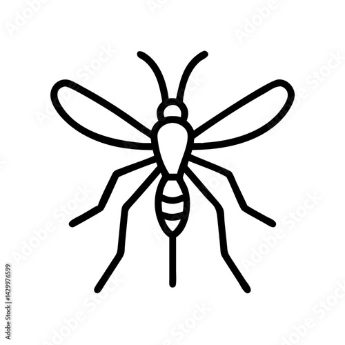 Minimalist mosquito illustration in clean line art  