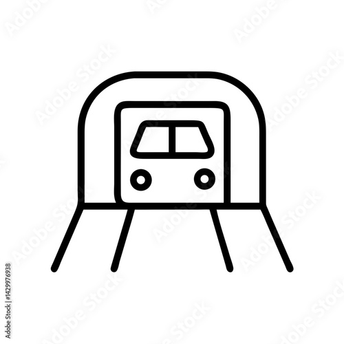 Subway train entering tunnel in minimalist style  