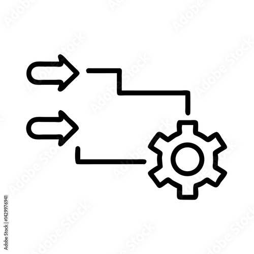System Integration Process with Gear and Flow Arrows  