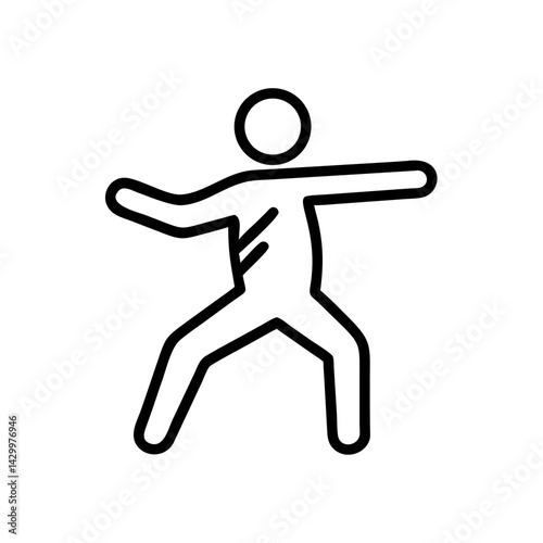 Stick figure practicing tai chi in a minimalist style  