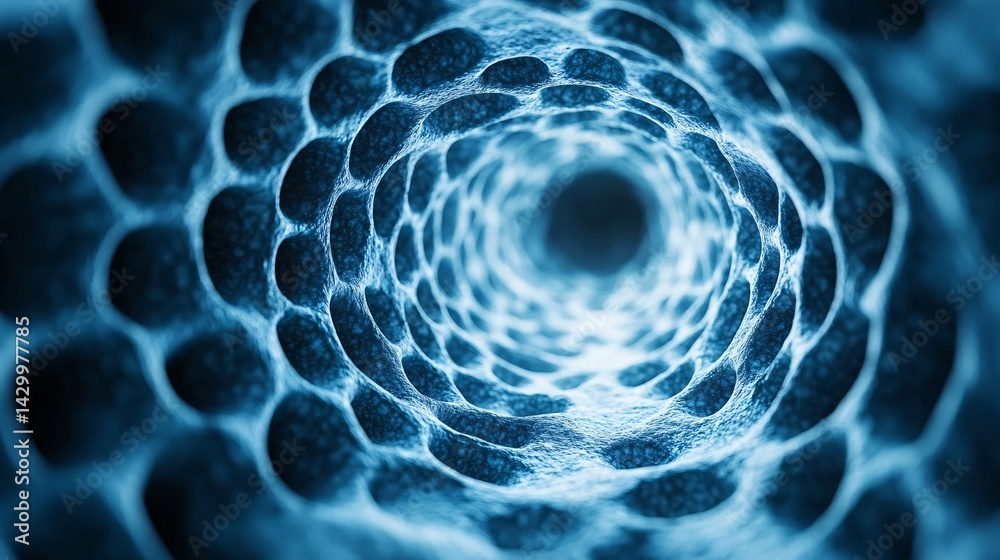 Obraz premium futuristic blue tunnel with honeycomb pattern for technology and science concepts