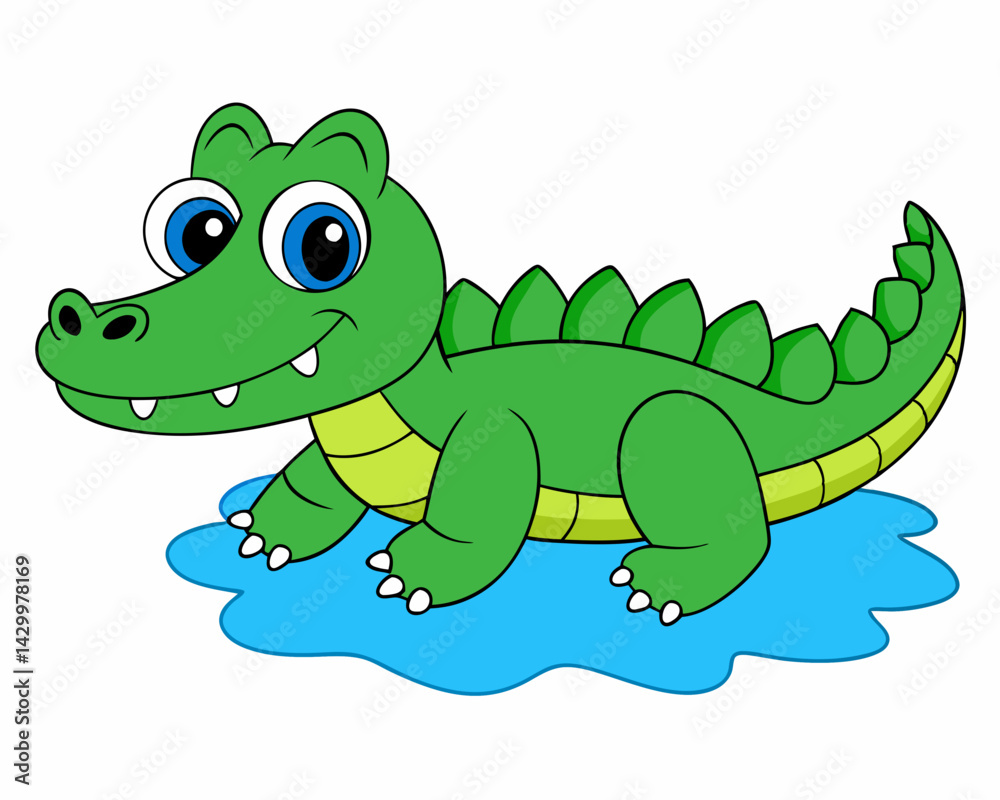 Obraz premium cartoon crocodile vector silhouette illustration isolated on white background