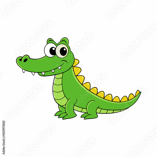 cartoon crocodile vector silhouette illustration isolated on white background