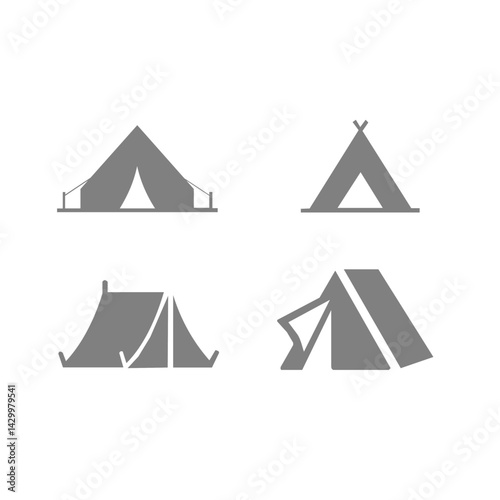 Camping icon set tent  suitable for camping designs